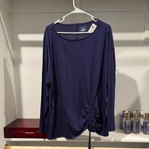 Lane Bryant Purple Ruched Long Sleeve Blouse